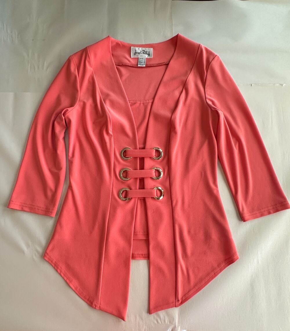 Joseph Ribkoff Coral Open Front Cardigan Jacket Womens Size 8 Canada Grommet